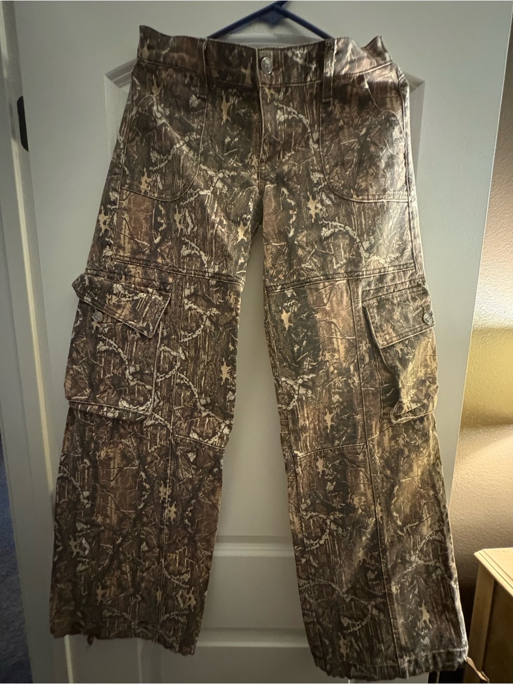 REVICE Brown Camo Wide Leg Cargo Jeans